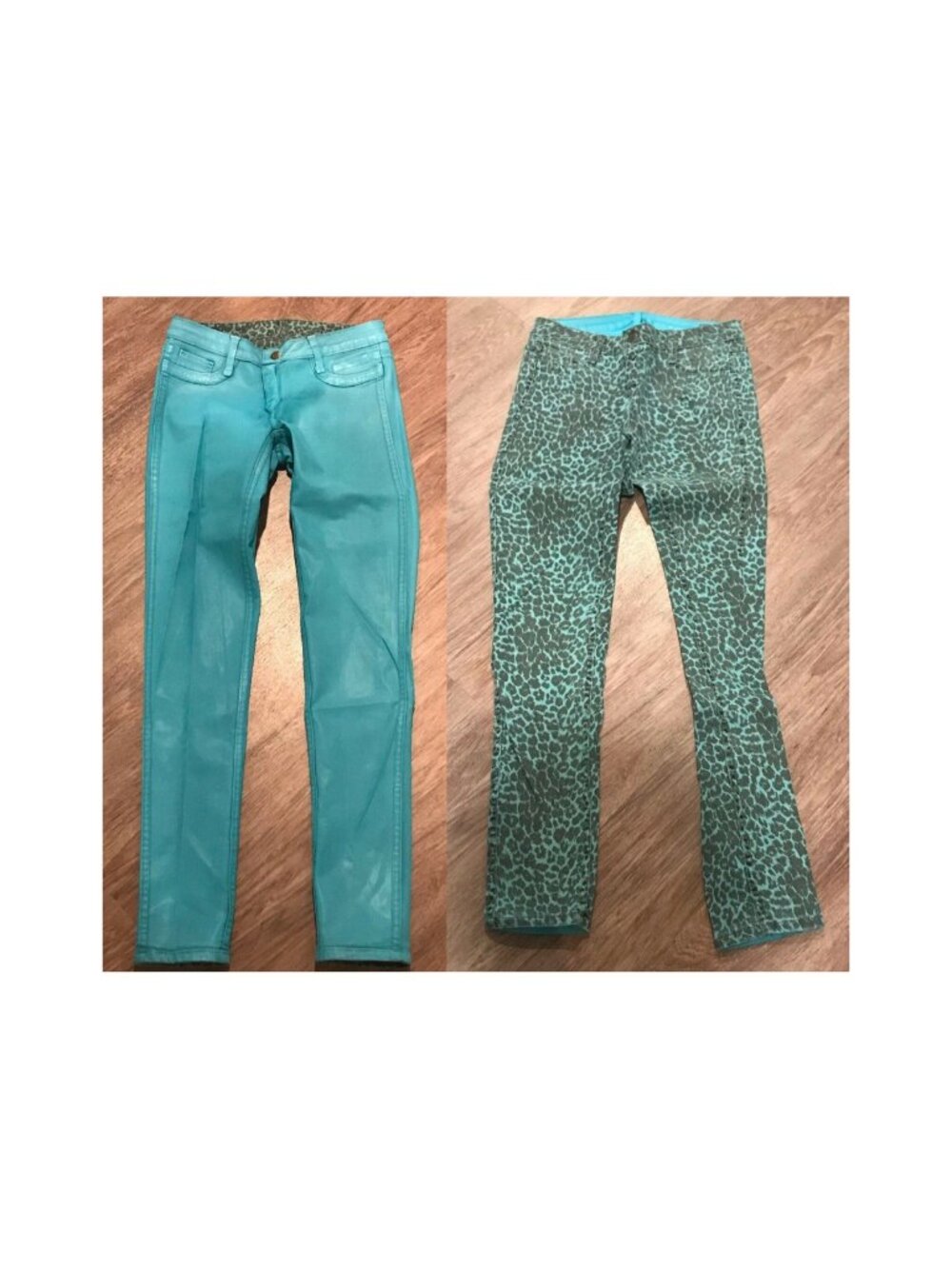 BLEULAB Reversible Detour Legging Teal Pearl Aqua Cheetah NWT